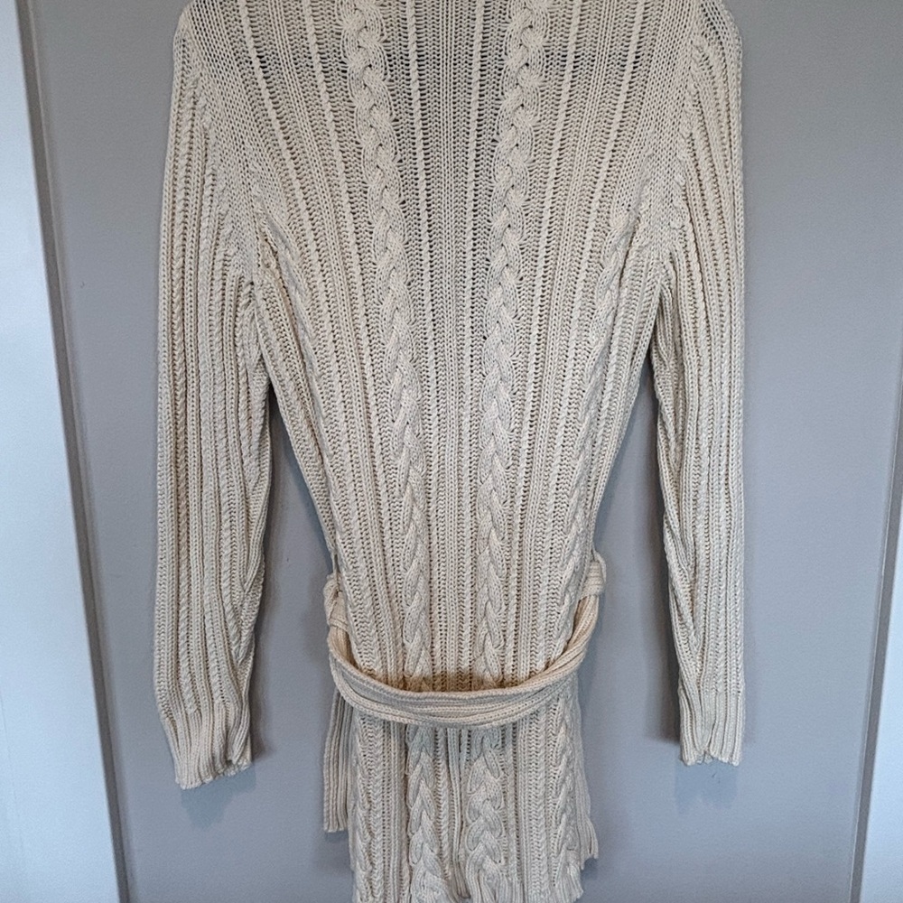 Eddie Bauer Cream Cable Knit Cardigan Large - Picture 3 of 4